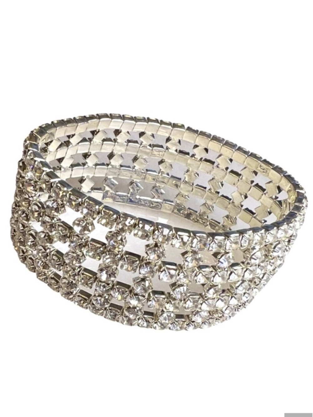 🚨CLEARANCE! Cubic Zirconia Stretchy Seven Row Bracelet Bangle - Stainless Steel